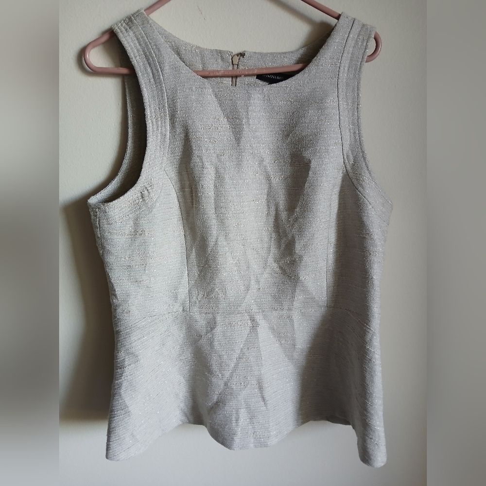 NWT Banana Republic Beige Peplum Top Size 14 Sleeveless